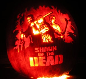 Carved pumpkin Shaun of the Dead