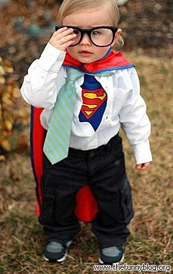 Cute Funny Baby in Superman Halloween Costume