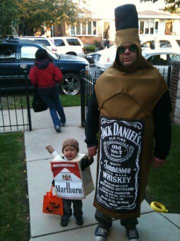 Father-Son Wearing Funny Cigarette Costume