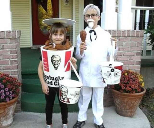 Kids in KFC Halloween Costume