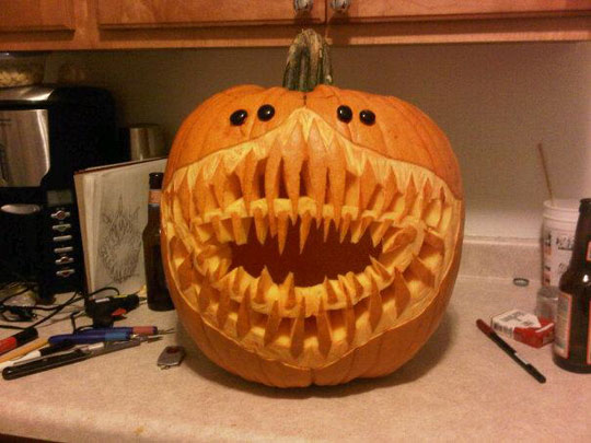Funny Pumpkin Carving - Shark Teeth