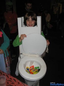 Kid Dressed up as a Mobile Toilet - Really Funny!!
