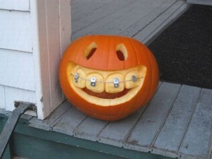 Funny Halloween Pumpkin Got Braced Teeth